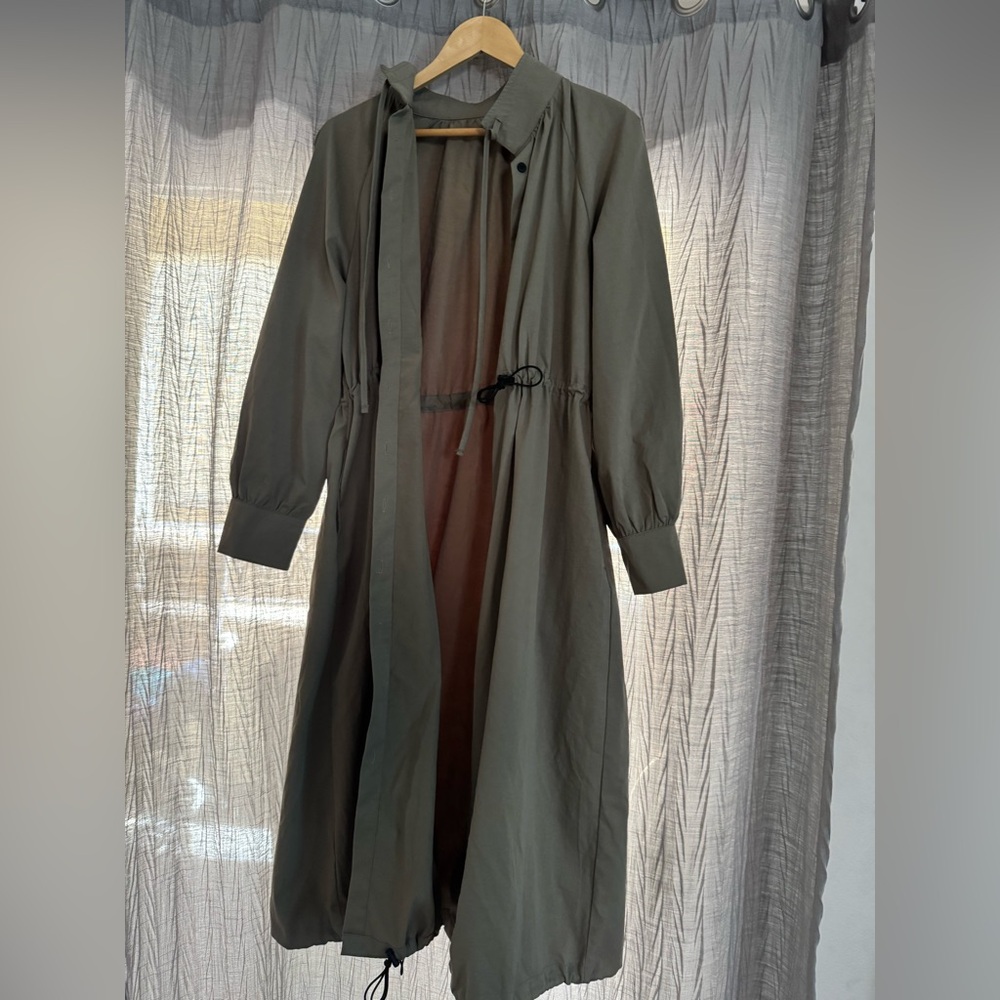 Friful Elegant Olive Women's Trench Coat